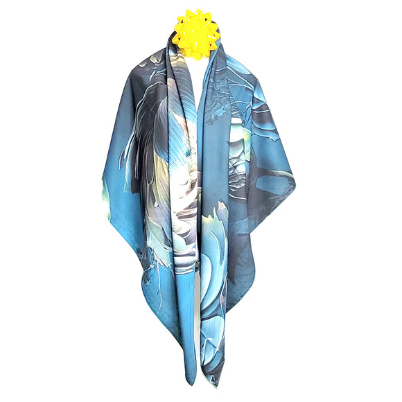 NWT Double Sided Silk Scarf 52"x52" Large Square Shawl Wrap XiangYunSha 3501 - Picture 3 of 12